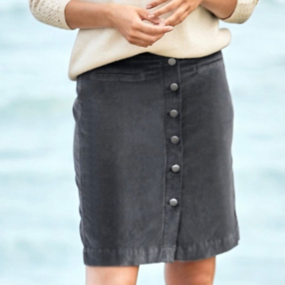 Garnet Hill Charcoal Button-Front Mini Skirt
